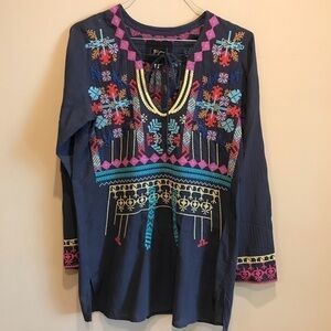 Johnny Was BIYA  Embroidered tunic XS